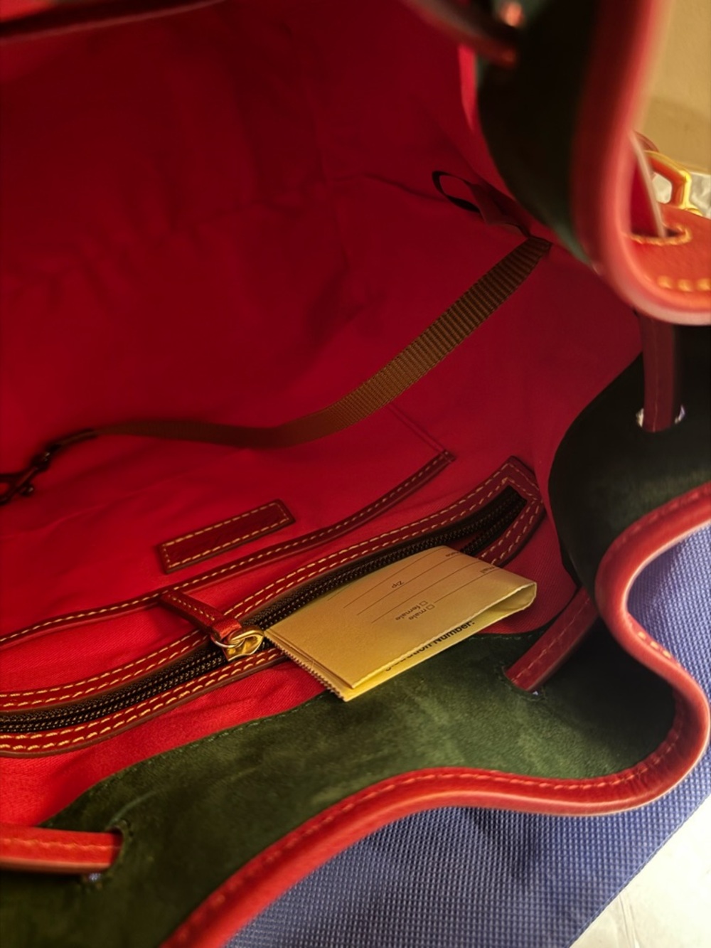 Dooney & Bourke Red Florentine Leather Drawstring Bucket Shoulder Bag NWT - Picture 9 of 14